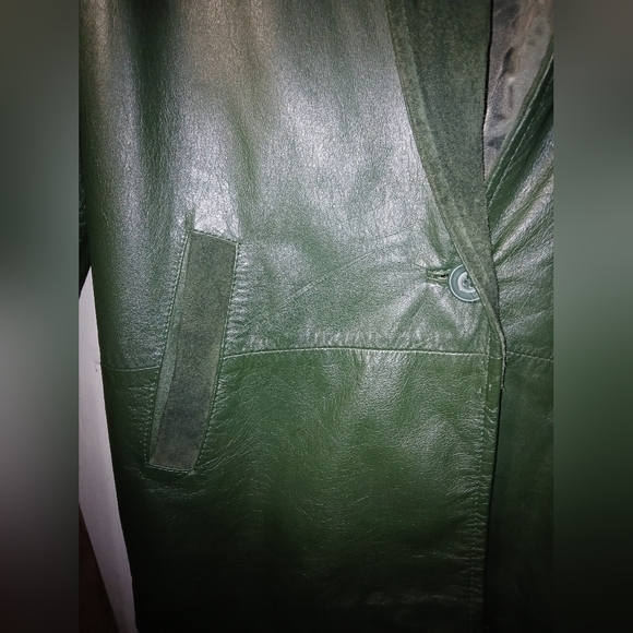 Womens Vntage Tarazzia International Green Leather /Seude Leather Jacket. SIZE M - Picture 3 of 9